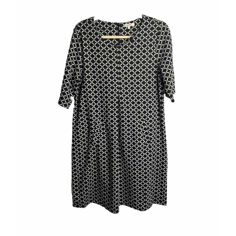 Tyler Boe Women’s Kristen Shift‎ Dress Geometric Stretch Blue White Size Large